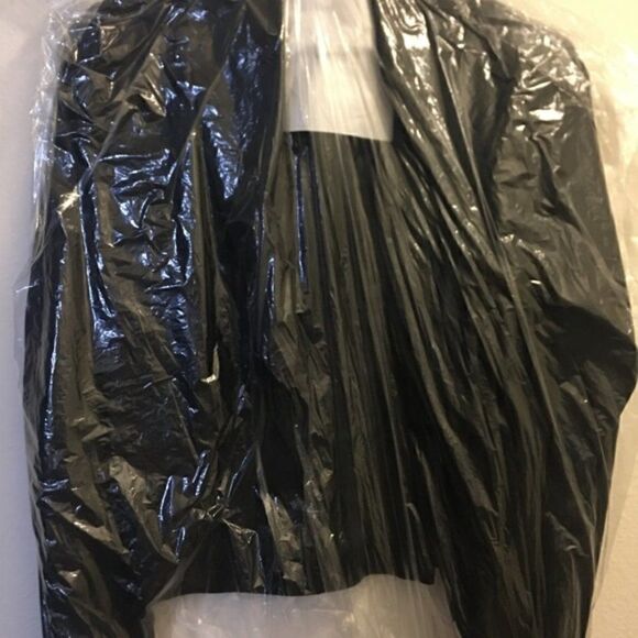 Like New Buttery Black Draped Neck Leather Bovaye Jacket - Picture 8 of 13
